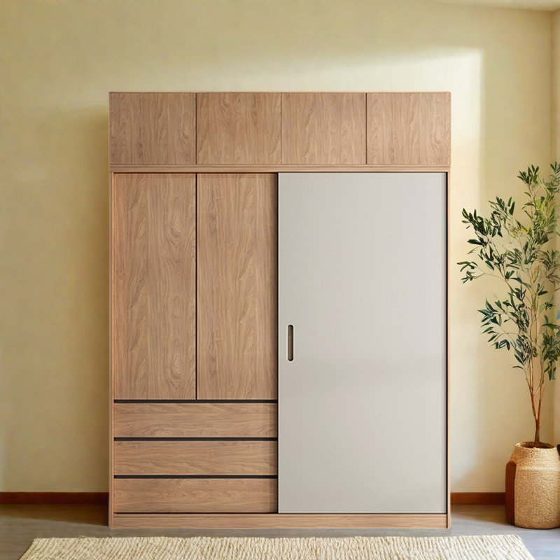 Simple Walnut Colour Closet, 102.36'' H x 62.99'' W x 23.62'' D
