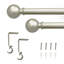 5/8" Drapery Single Curtain Rod Set with Sphere finials_Silver-1241610038