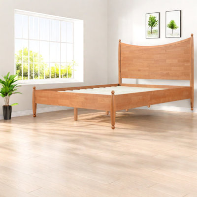 Lit plateforme Queen, cadre en MDF couleur miel, chambre à coucher de style ferme moderne