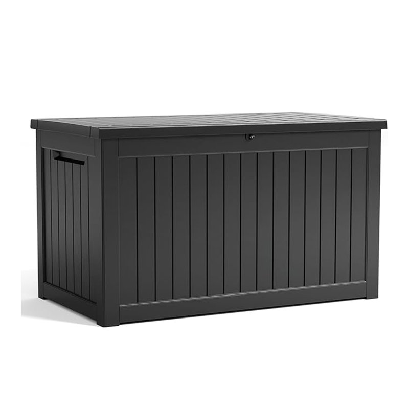 230 Gallon Outdoor Storage Box – Weather-Resistant Resin Deck Box, Black