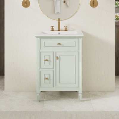 Ensemble de meuble-lavabo autoportant 24 po avec comptoir en céramique 24 po