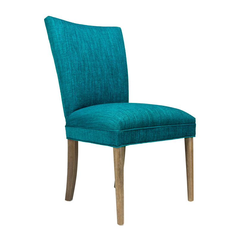 Alex 19'' H Upholstered Dining Chair, Walnut, Luck Turquoise