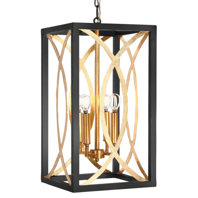 New Orleans 4 - Light Lantern Rectangle Pendant with Wrought Iron Accents