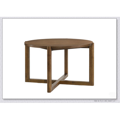 Table de salle à manger ronde en bois de style moderne du milieu du siècle avec piètement traîneau croisé, idéale pour les repas intimes et l'optimisation de l'espace.