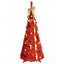 Arbre de Noël rouge 6 lumières avec 150 lumières DEL blanc chaud et ornements inclus (4 rubans, arc, fleurs, flocons de neige, pommes de pin et boules)