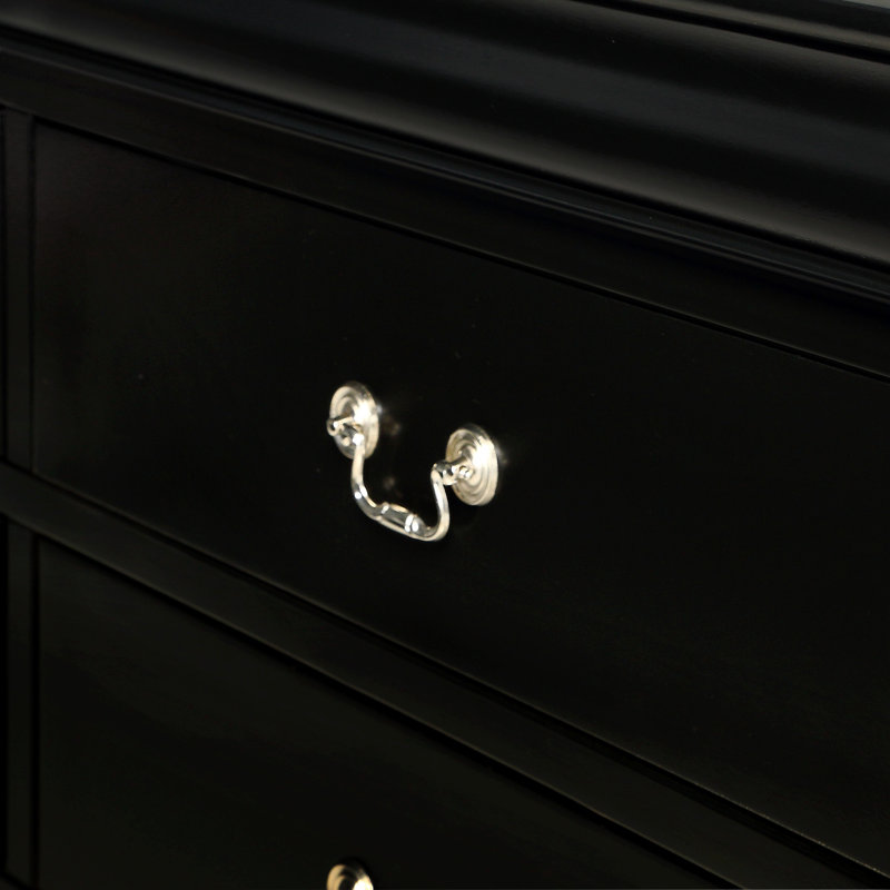Armoire de rangement contemporaine élégante en bois massif avec 1 tiroir et 1 tiroir Louis Philip, Noir