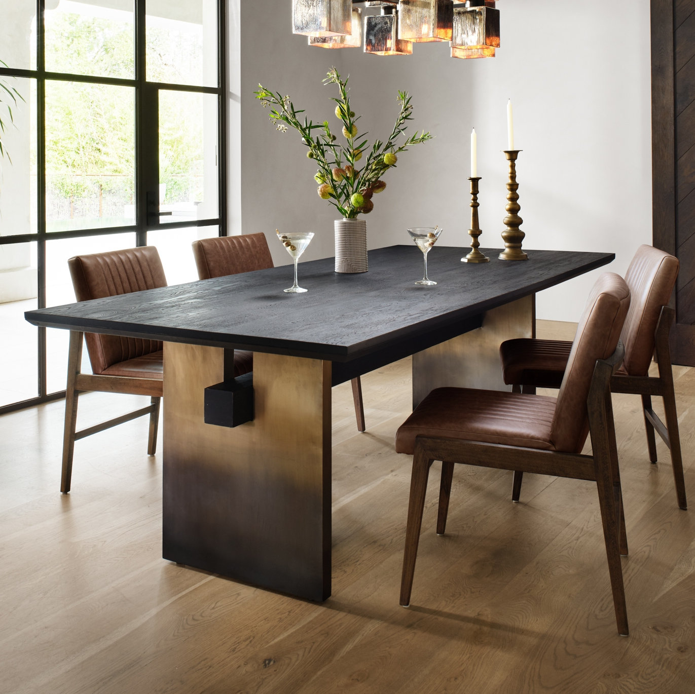 Stavros Genuine Leather Dining Chair, Sonoma Chestnut
