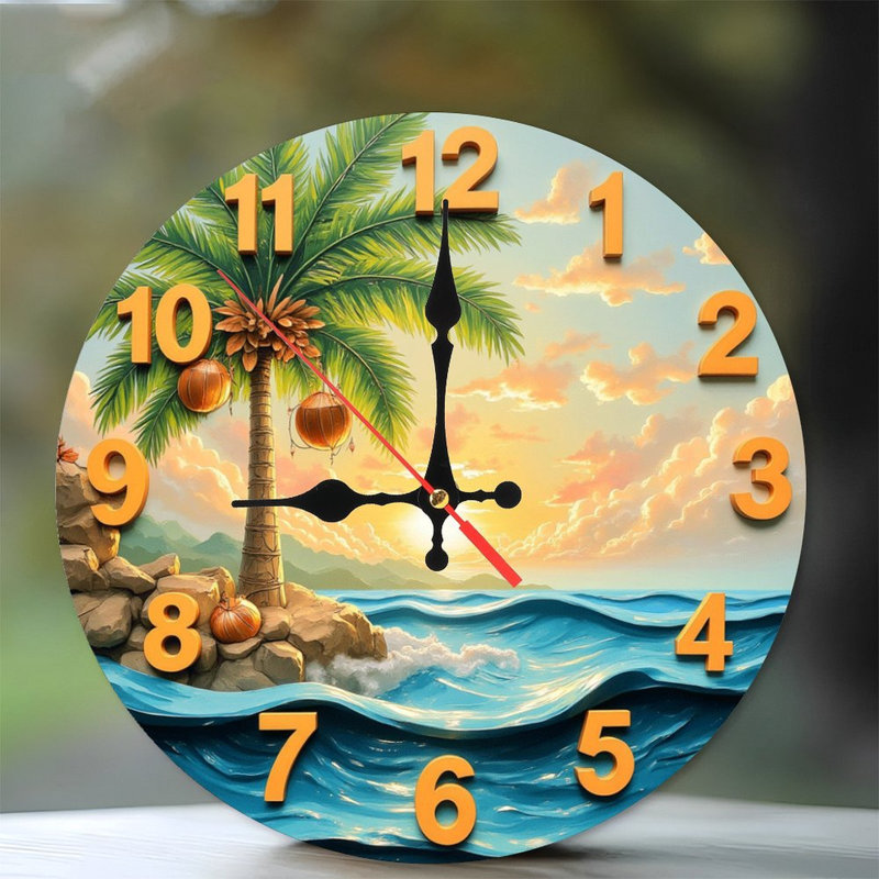 Horloge murale palmier tropical