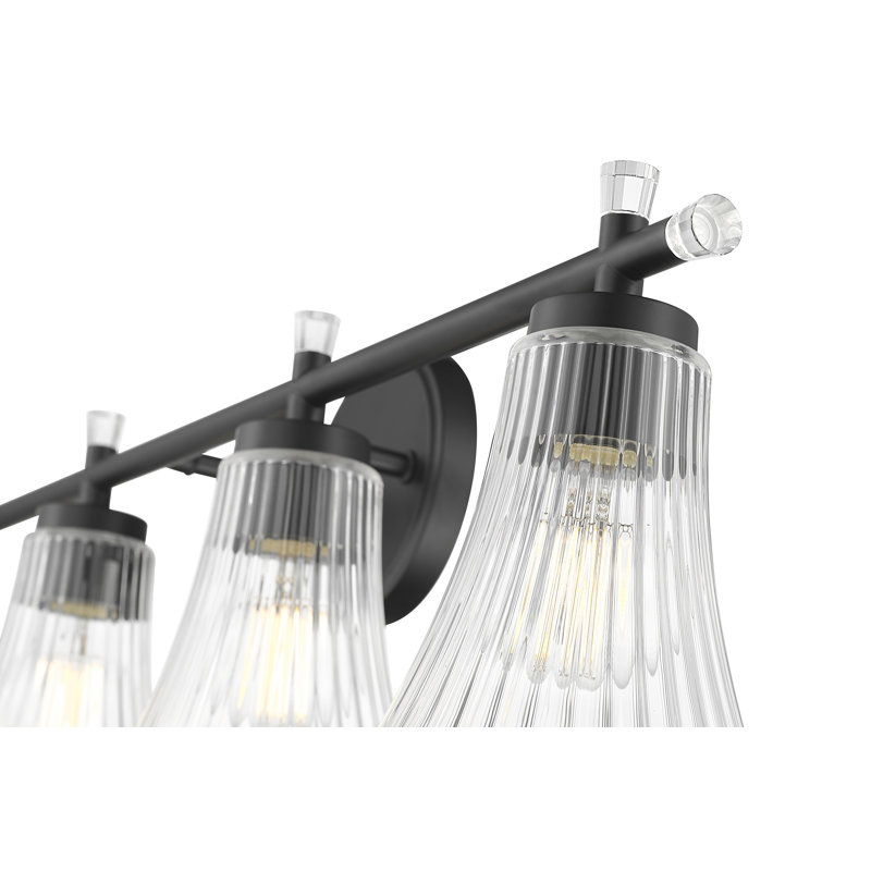 Coiffeuse Maston, Noir mat, H 10 po x l 32 po x P 6,75 po, Quatre lumières