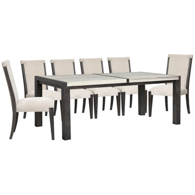 Table de salle à manger rectangulaire avec 6 chaises d'appoint rembourrées