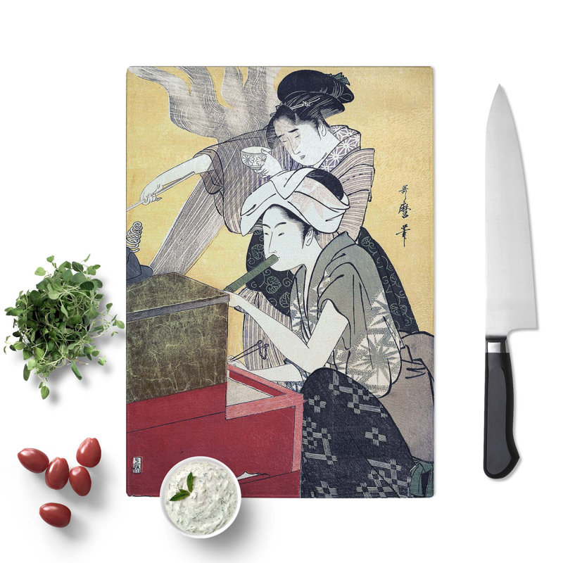 Tempered Glass in the Kitchen by Kitagawa Utamaro Chopping Board, 20 cm x 28.5 cm