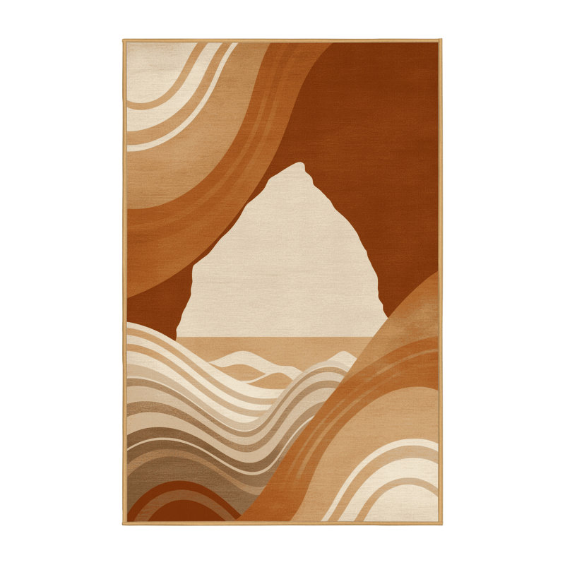 Machine Washable Paizlei Cabo San Lucas Arch Contemporary Ombre Rug in Brown – LightBrown Binding, 5x7