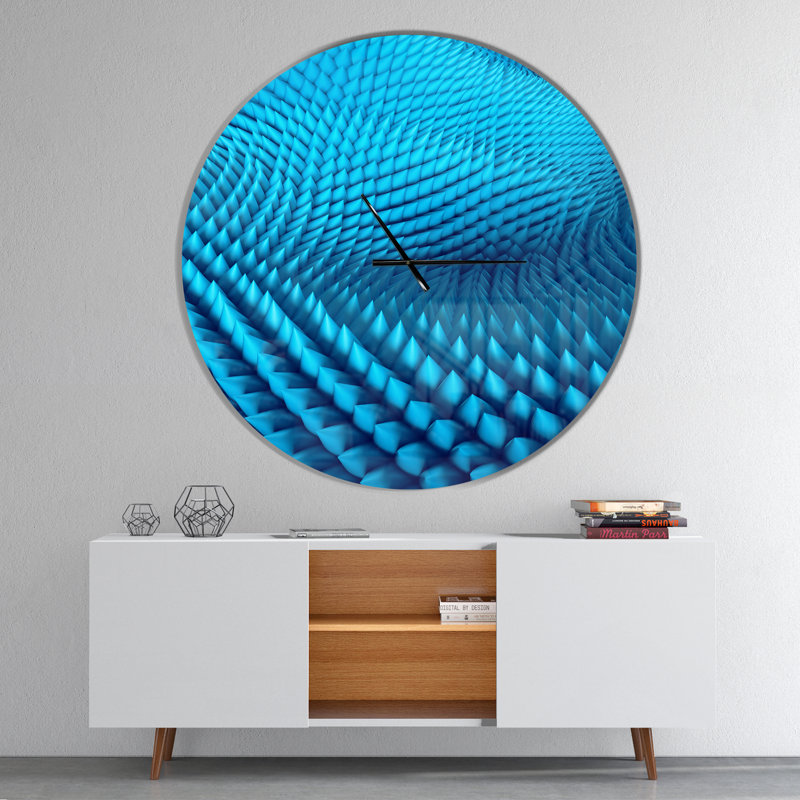 Abstract Blue Wavy - horloge murale moderne, Surdimensionné