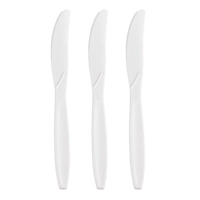 White Plastic Disposable Knives