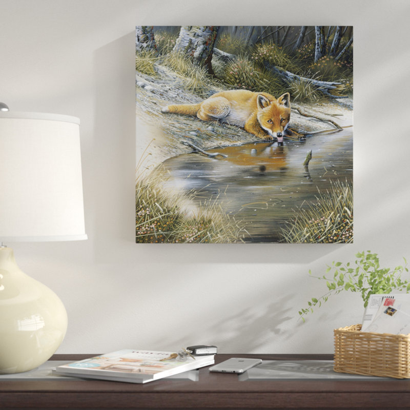 «A Fox Dr potable Water», impression sur toile, H 12 po x l 12 po x P 1,5 po, Pas de tapis, Toile tendue