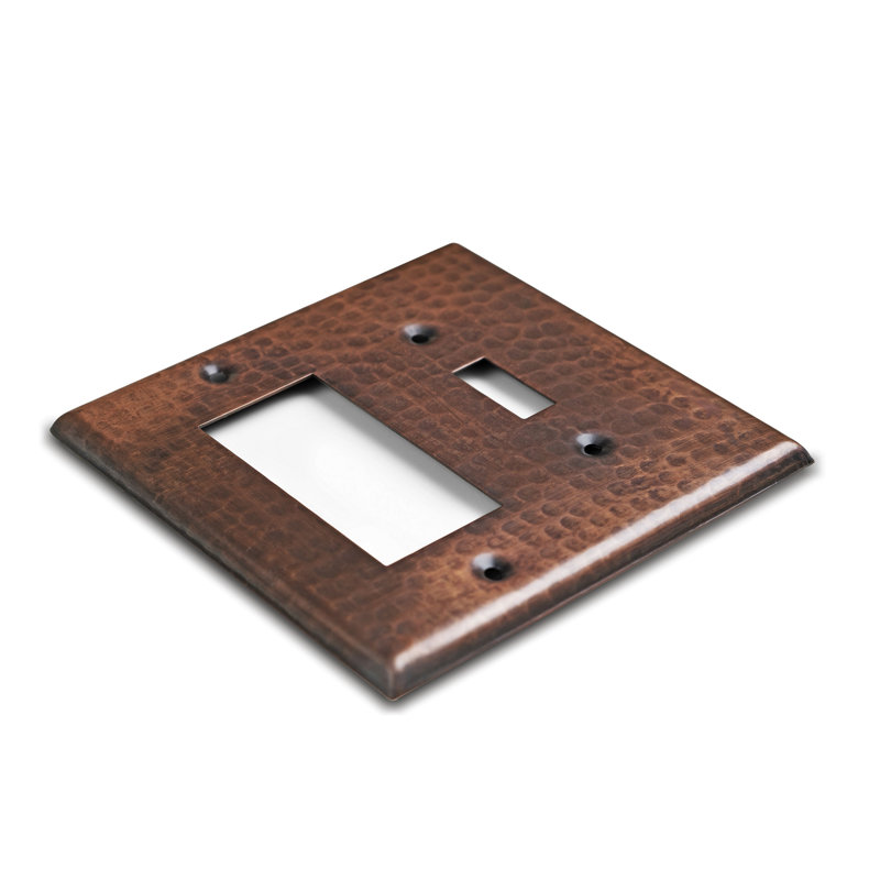 Hand Hammered 2-Gang Toggle/Rocker Combination Standard Wall Plate, Copper