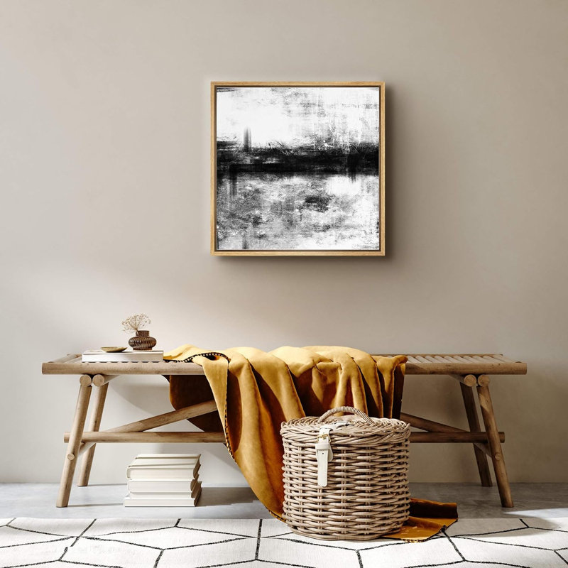 Impression sur toile encadrée sur fond noir et blanc de style grunge, Naturel, H 16 po x l 16 po x P 1,5 po