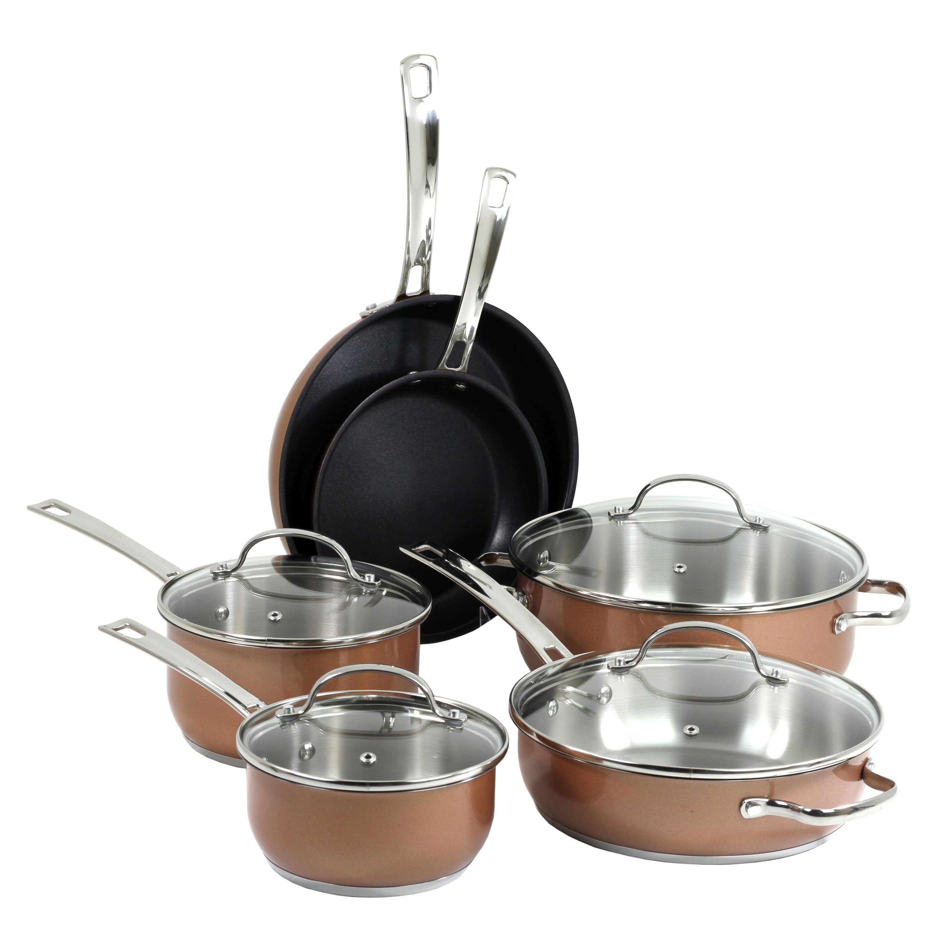 Oneida Premium 10 Piece Stainless Steel Cookware Set with Copper Exterior & Reviews Wayfair