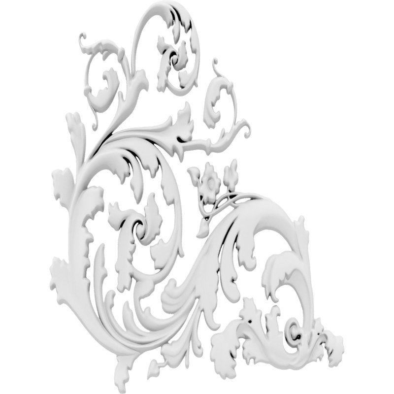 Fairfield H W D Composite Rosette Applique, 8" H x 6" L x 63" D, La gauche