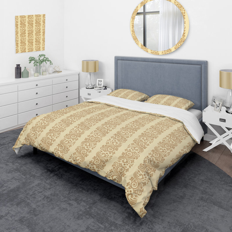 Ensemble de housse de couette en microfibre brun / beige 3 pièces