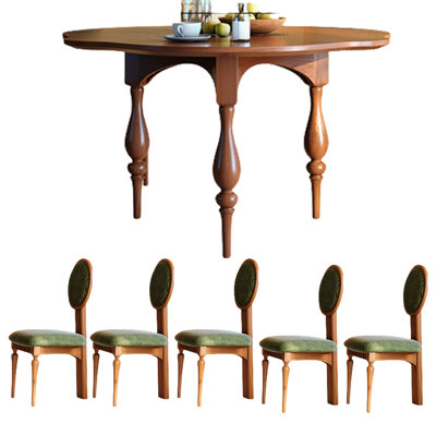 Lotus leaf shape ash dining table set