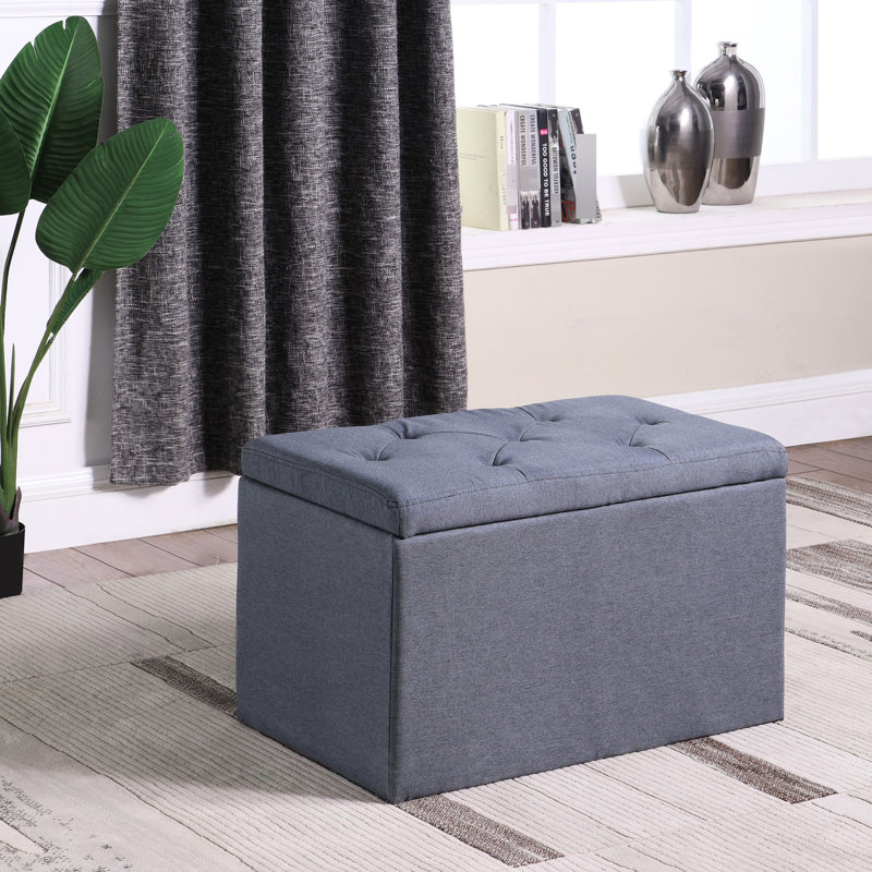 18.5" High Shoe Storage Bench, Gray Shade - Stores 8 Pairs, 16 Purple Compartments, 29"X17"X18.5", Foam Fabricated, 4 Dotted Footings, Single Hinged Top Bench In Theme Accommodates Slots, 29" L X 17"