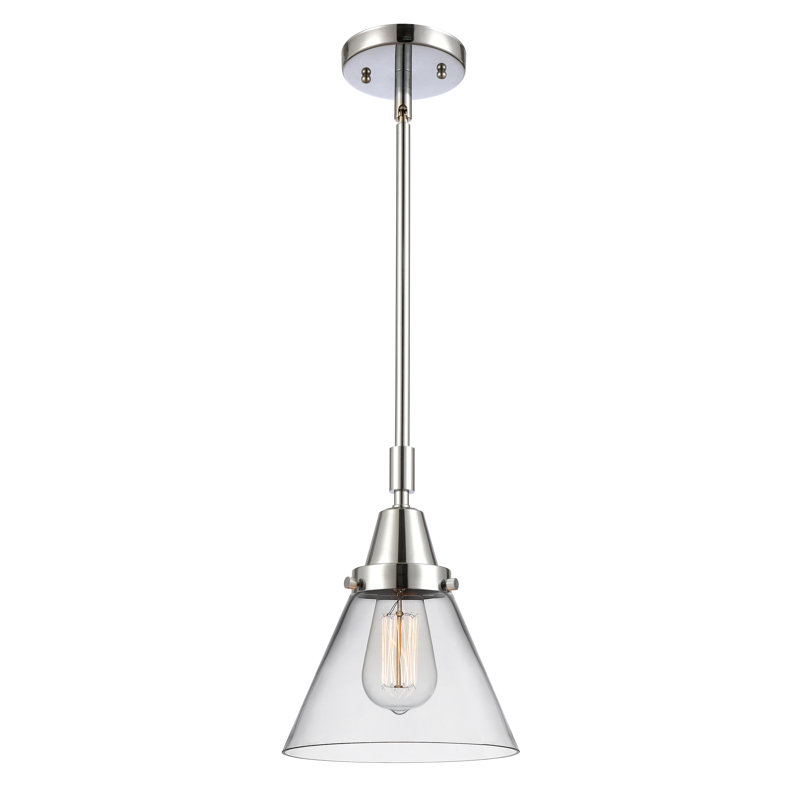 Luminaire suspendu conique 1 lumière Ashwath, H 44,12 po x l 8 po x P 8 po, Transparent, Chrome poli
