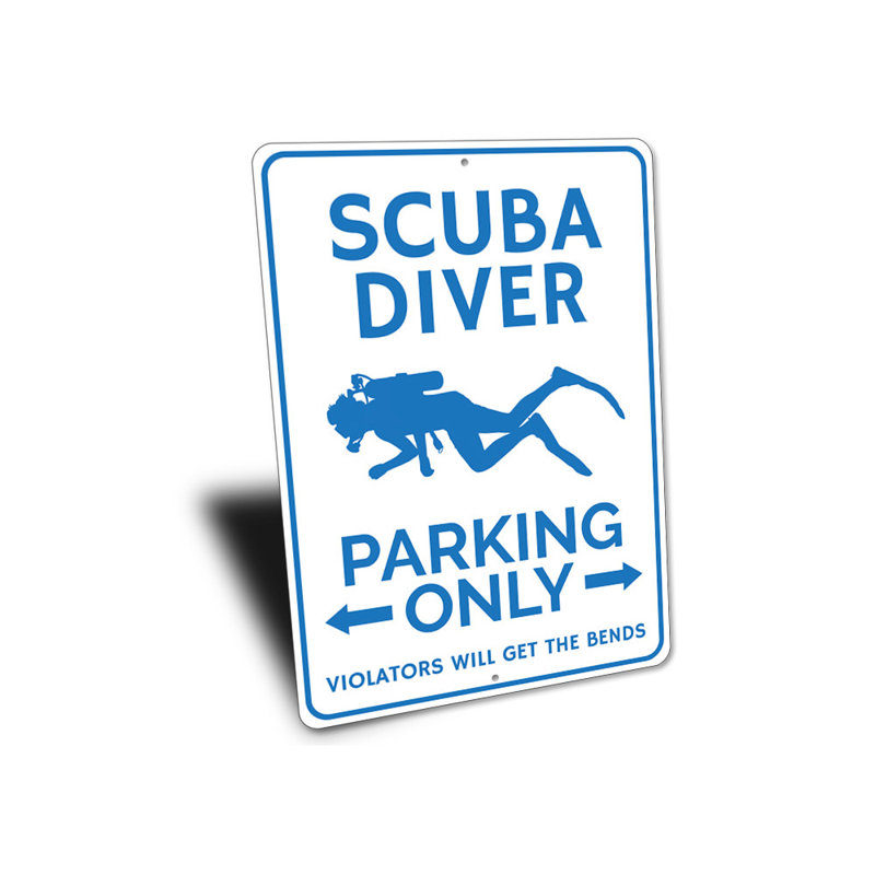 Enseigne en aluminium Scuba Diver, H 14 po x l 10 po x P 0,04 po