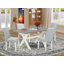 Ensemble de cuisine 5 pièces comprenant une table de salle à manger rectangulaire à pattes en X et 4 chaises Parsons en lin bleu ciel, 91 x 152 cm, multicolore-236622946-236908270