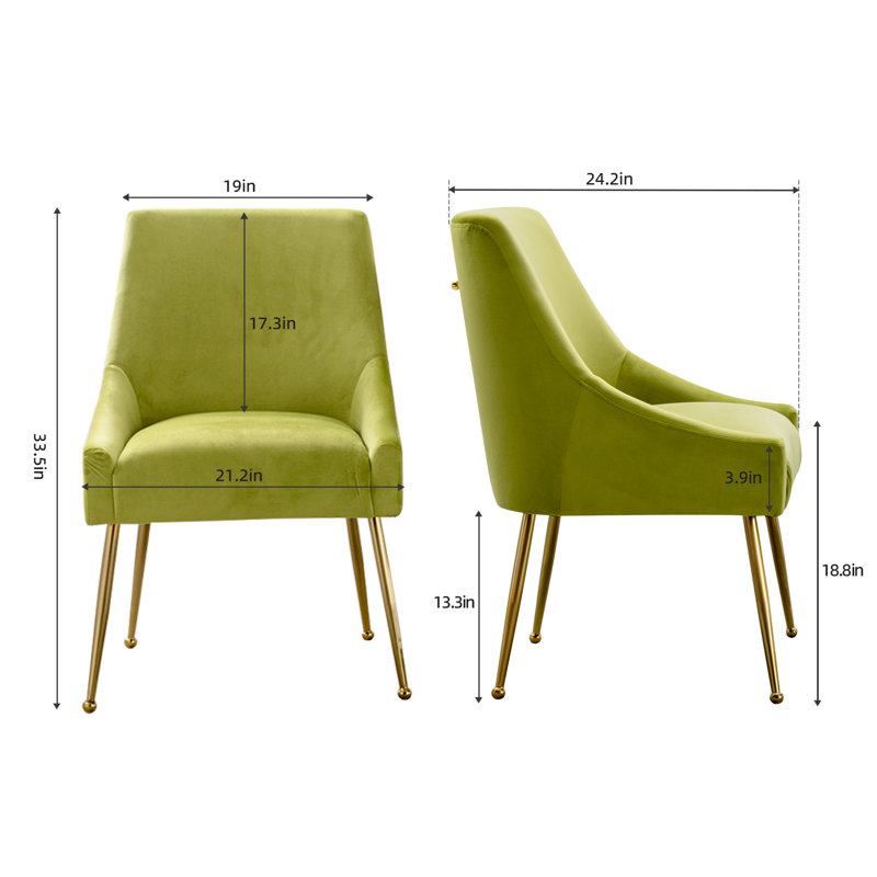  Chaise d'appoint rembourrée Krafick, Velours olive