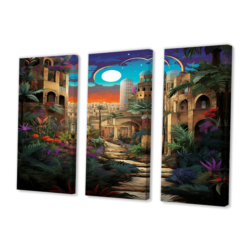 Richins - City Buildings Wall Art Set, 28" H x 36" W x 1" D, Wrapped Canvas