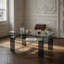 Table basse en verre trempé, table basse moderne en verre pour le salon, table basse à 2 niveaux avec pieds de fumée-540015549