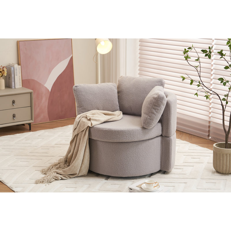 Chaise ergonomique en tissu avec fonction pivotante et rangement pratique rembourré, Gris clair