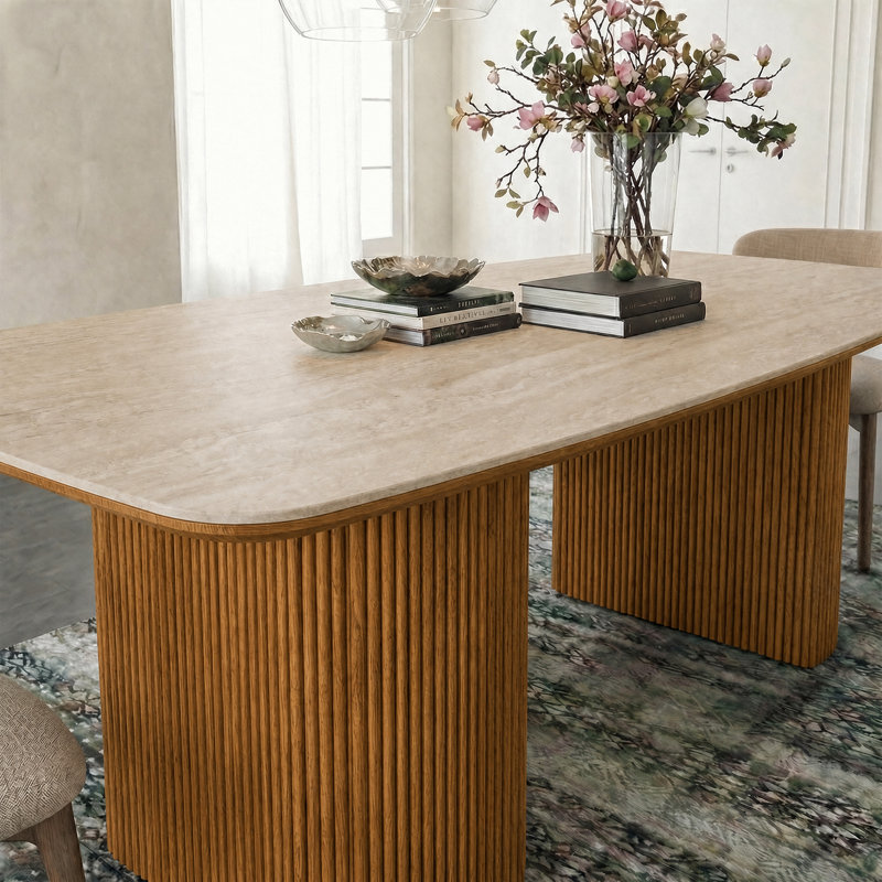 Table de salle à manger 71 "Mid-Century, H 29,5 po x P 71 po x l 35,4 po