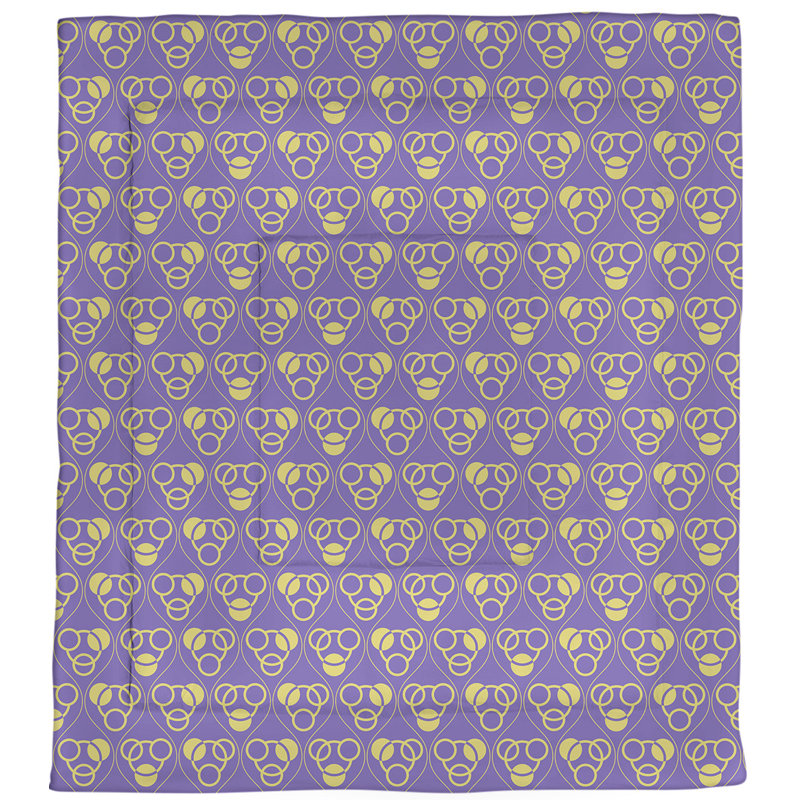 Édredon réversible simple en microfibre Circles Waves, Édredon simple TG, Mauve/jaune