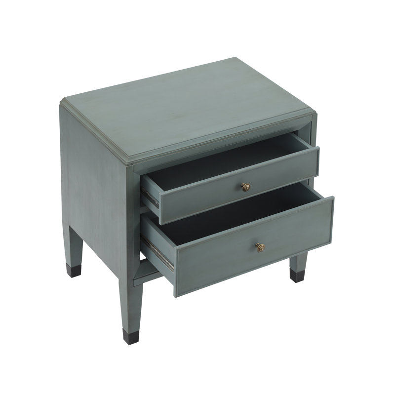 Table de chevet 2 tiroirs Denbo, Vert sauge