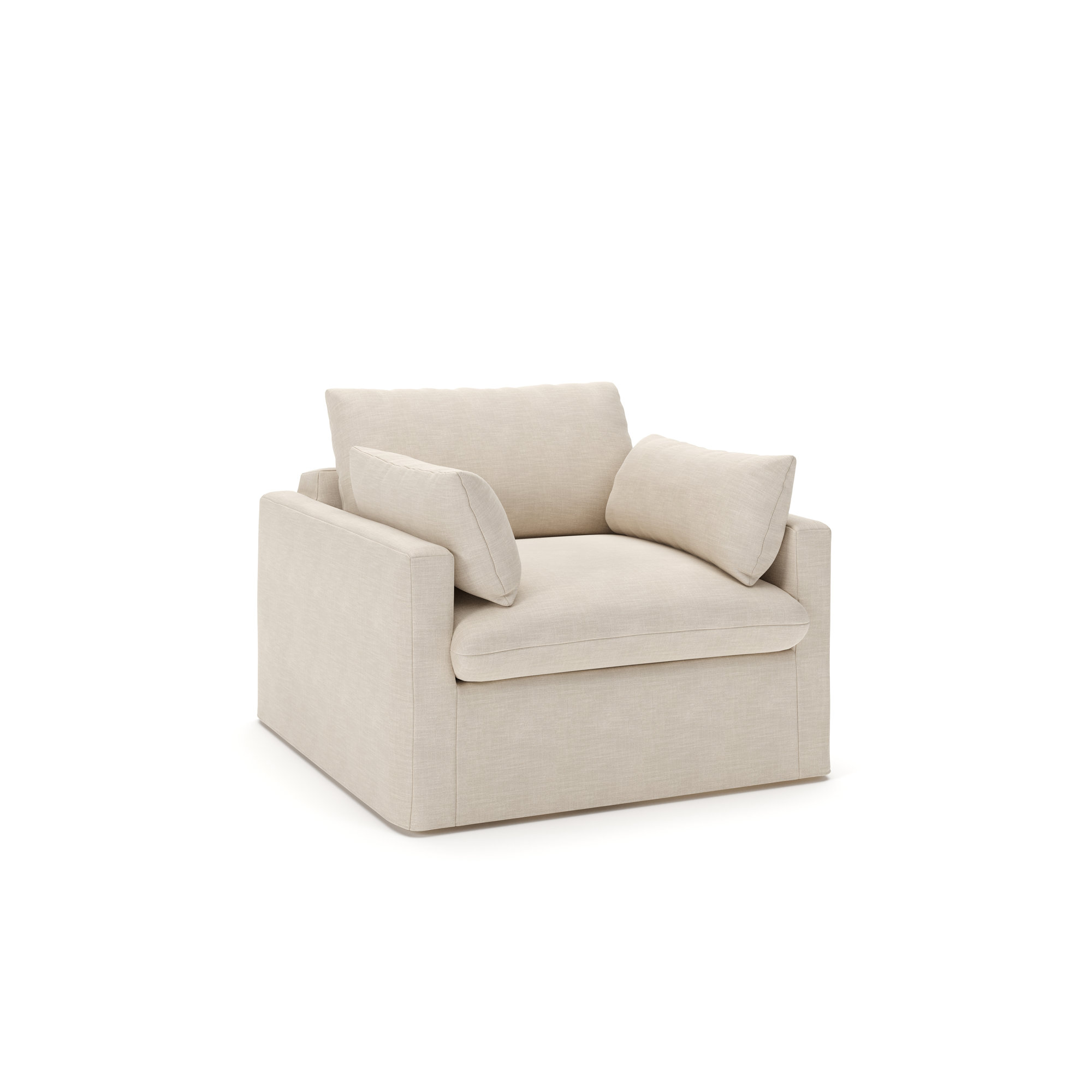 Luna Slipcovered Chair and a Half, Conversation Ivory Basketweave