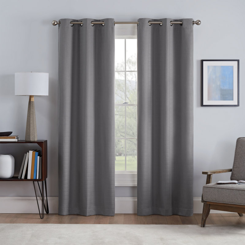 Eclipse Talisa Absolute Zero Blackout Plus Draft Stopper Window Curtain Panel, 50 Inches Wide x 84 Inches Long, Single Panel, Grey