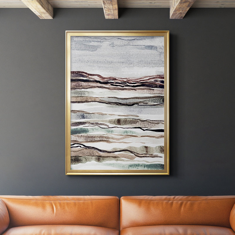 " Muted Earth Layers I ", Gold Framed Canvas, 36.5" H x 26.5" W