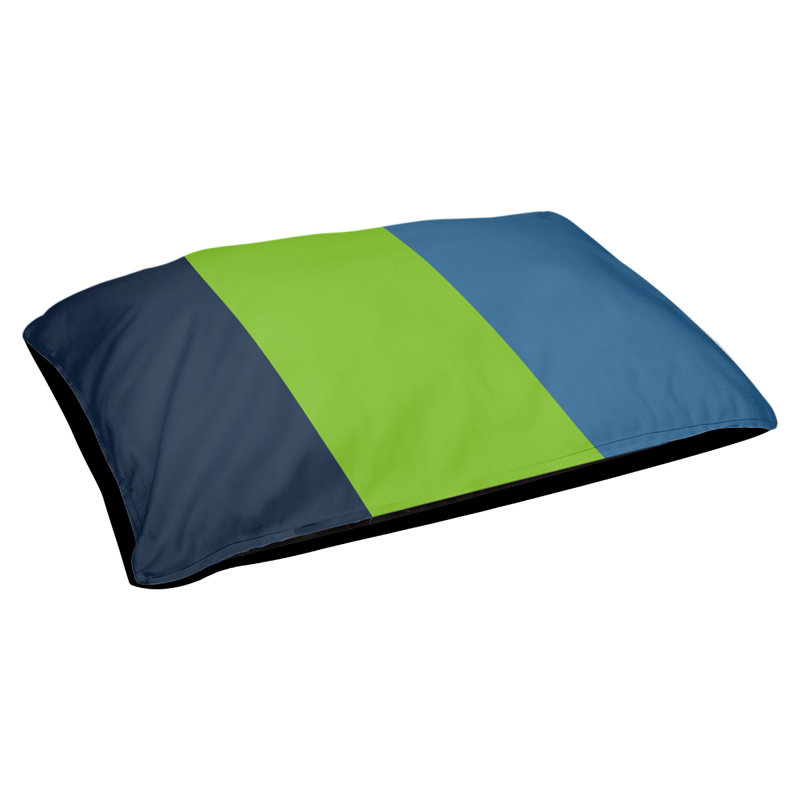 Coussin rectangulaire designer Los Angeles, Grand (L 40 po x l 50 po), Bleu minuit / vert aurore / bleu lac