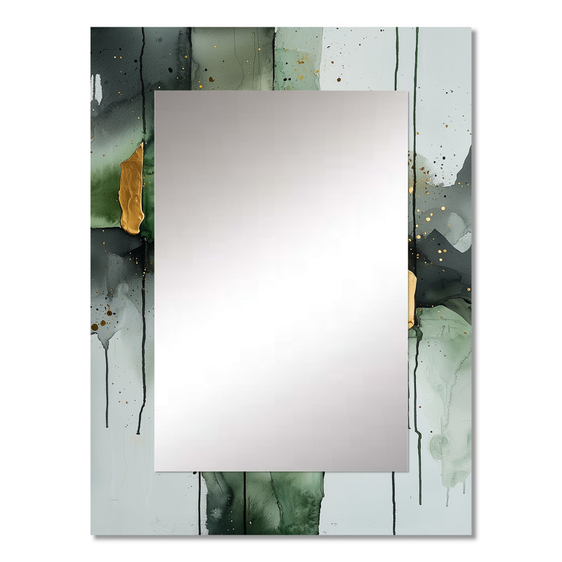 Or vert optique éthéré III - Fauvisme grand miroir mural, miroir décoratif moderne, impression d'art en métal, 32 po x 24 po