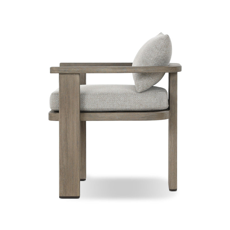 Tahana Outdoor Teak Dining Armchair, Stained Aged Gray, Hayes Fog