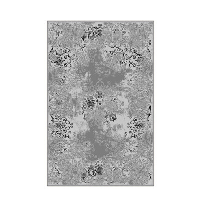 Tapis tissé élégant, 5,2 x 7,5 pieds | 100% polyester, hauteur des poils de 0,3 po, antibactérien, envers en PVC antidérapant | Lavable à la machine, impression numérique 3D | Parfait pour le salon, la chambre à coucher et la décoration intérieure