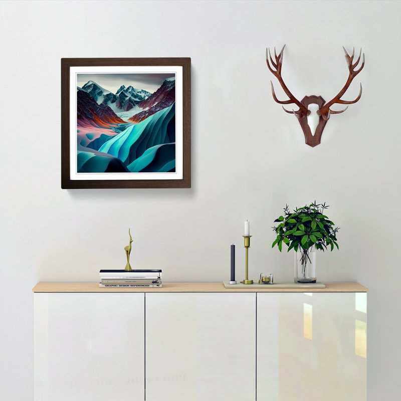 Glacier Colour Field Painting - Framed Print, Walnut