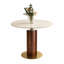 Table de salle à manger ronde 33 po de luxe avec piédestal multicouche en noyer et base en or brossé - disponible en verre, marbre blanc, plateau en marbre chaud-927564791