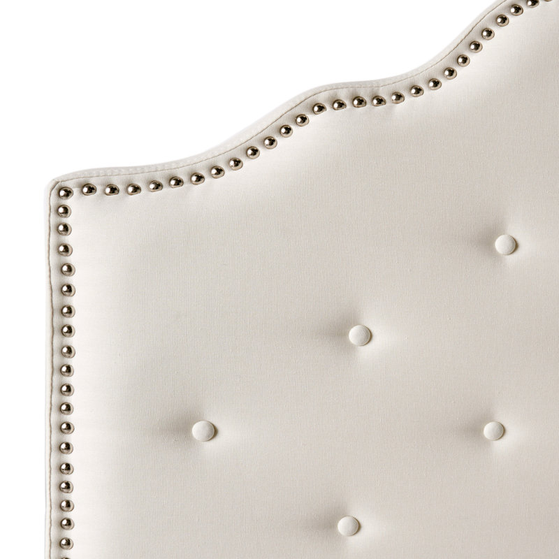 Tufted Upholstered Headboard, Solid Wood Head Board With Durable Metal Legs, Adjustable Height Headboard With Nailhead Trim,Fabric Headboard