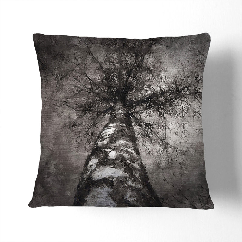 Birch Tree Painting Scatter Cushion, Black, 40cm H x 40cm W x 15cm D