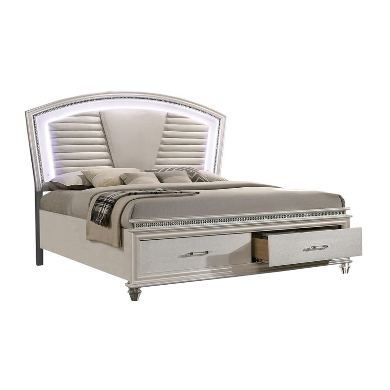 Cal.King Bed, Pearl White, California King, White