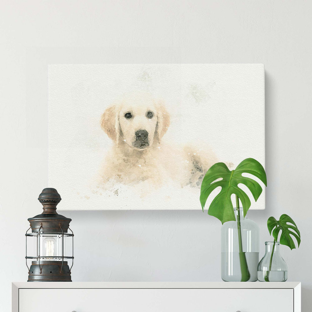 A Golden Retriever Puppy In Abstract - Wrapped Canvas