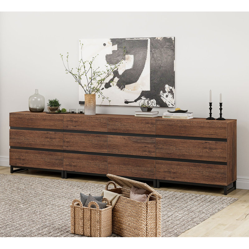 3 In 1 Dresser With 12 Drawers, Modern Chest Of Drawers With Metal Base, Closet Organizers And Storage Cabinet For Bedroom